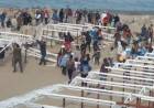 UNOS 250 MANIFESTANTES EN MAR DEL PLATA HUBO UNA VIOLENTA PROTESTA POR LA PLAYA PÚBLICA, DESTROZARON BALNEARIO
