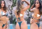 VIDEO: MODELANDO UNA BIKINI MUY DIMINUTA,  LE HIZO FRENTE A LA OLA DE CALOR