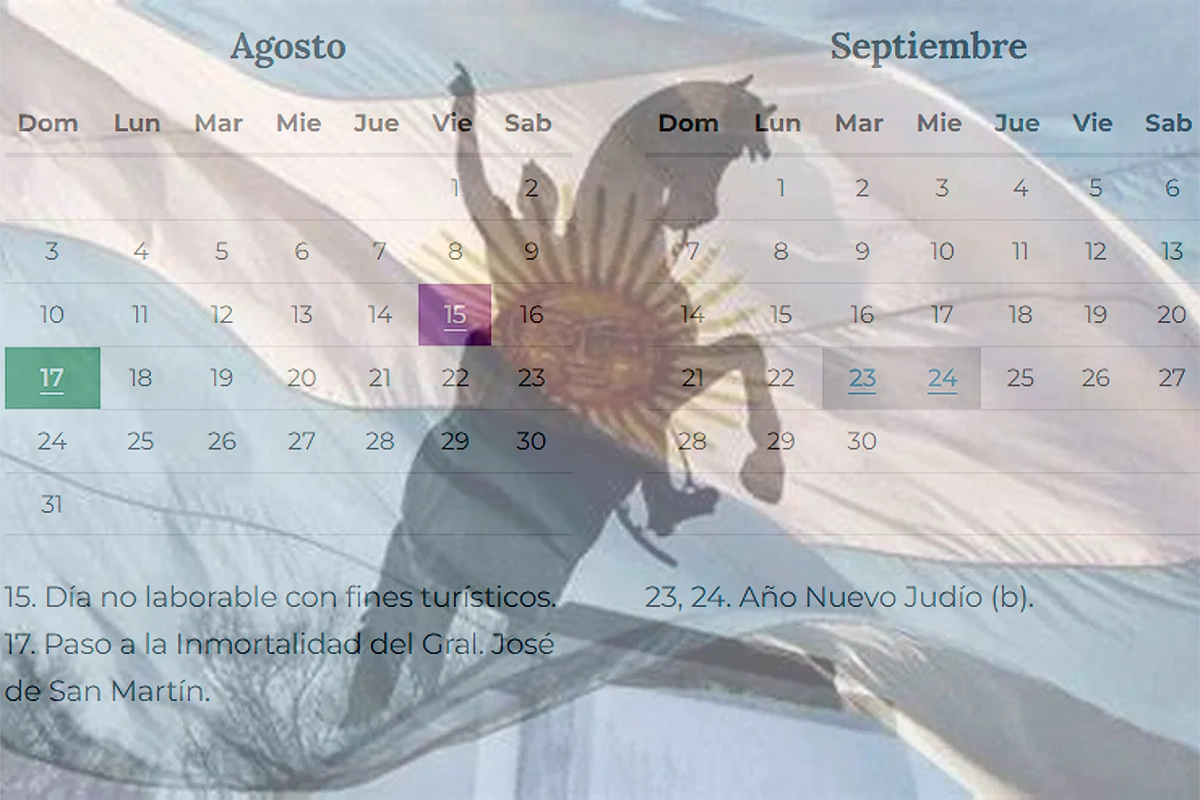 FERIADO DEL 17 DE AGOSTO: QUIÉNES TENDRÁN FIN DE SEMANA LARGO