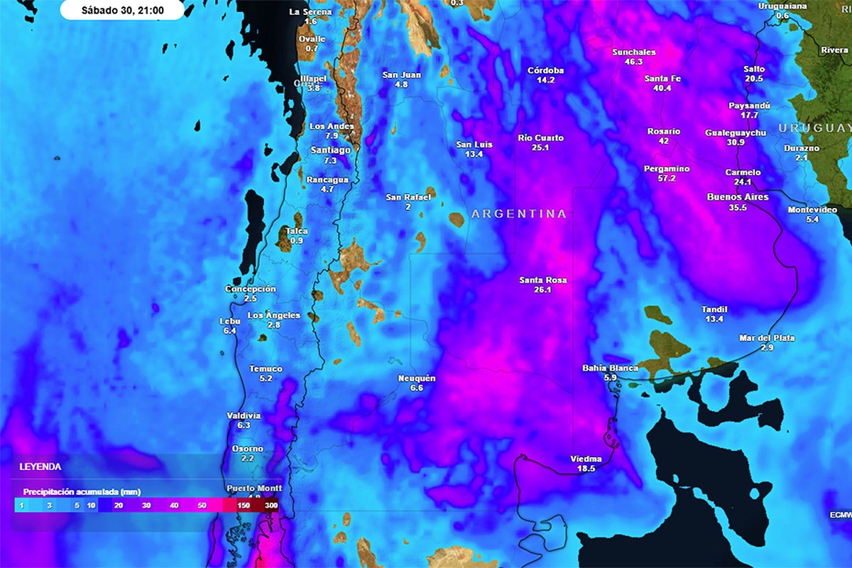 TORMENTA DE SANTA ROSA LLEGARÍA CON CICLOGÉNESIS EN ARGENTINA