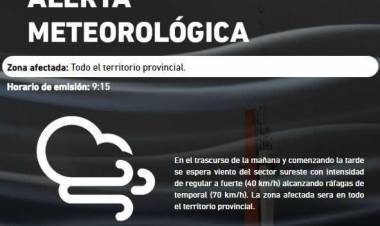 ALERTAN POR FUERTES RÁFAGAS EN TODO EL TERRITORIO DE LA PROVINCIA DE SAN LUIS