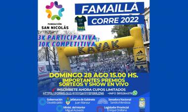 TUCUMÁN: ESTE DOMINGO 28 DE AGOSTO "FAMAILLÁ CORRE"