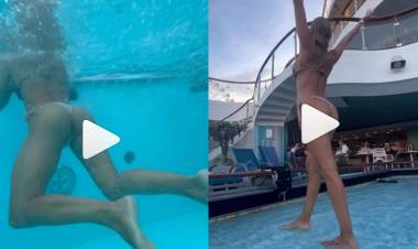 SE TIRÓ A LA PILETA DE UN CRUCERO Y DEJÓ MUY POCO LIBRADO A LA IMAGINACIÓN