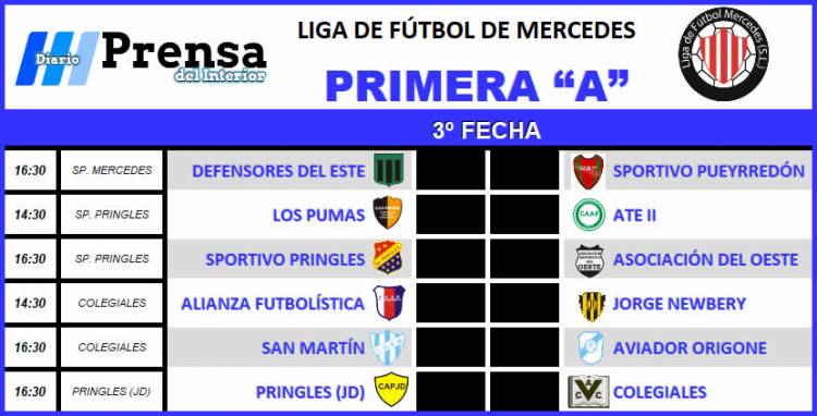 LA PRIMERA “A” DEL FÚTBOL VILLAMERCEDINO JUEGA LA 3º FECHA