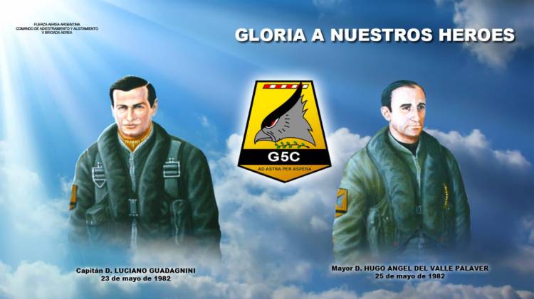 EN MEMORIA DEL PERSONAL CAÍDO DE LA V BRIGADA AÉREA EN EL CONFLICTO DEL ATLÁNTICO SUR EL 23 y 25 DE MAYO DE 1982