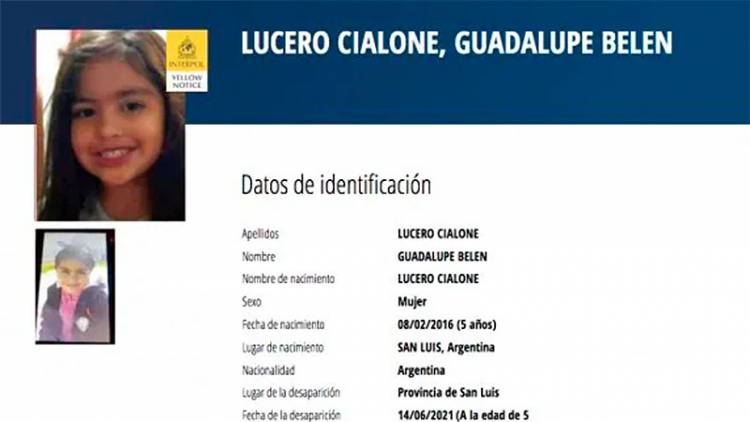 SIGUE LA BÚSQUEDA E INTERPOL EMITIÓ UNA ALERTA AMARILLA POR GUADALUPE, DESAPARECIDA HACE NUEVE DÍAS