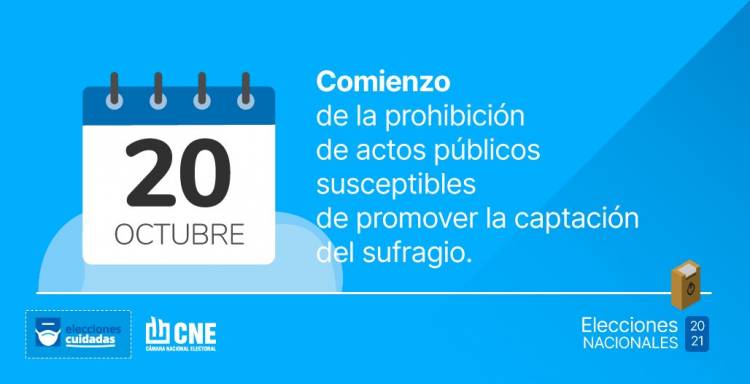 DESDE HOY RIGE LA PROHIBICIÓN DE ACTOS PÚBLICOS O DE GOBIERNO POR LA CAMPAÑA