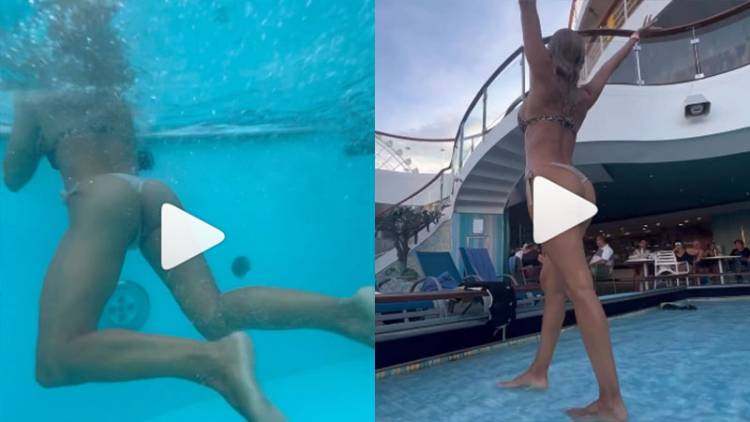 SE TIRÓ A LA PILETA DE UN CRUCERO Y DEJÓ MUY POCO LIBRADO A LA IMAGINACIÓN
