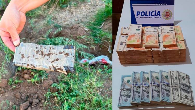 TRAS MILLONARIO ROBO, HALLARON ENTERRADOS EN UN BALDÍO DE CÓRDOBA U$S 63.000 Y MÁS DE 1 MILLÓN DE PESOS