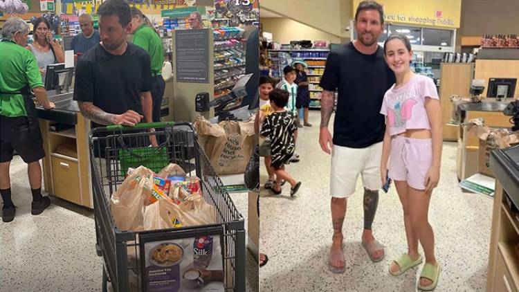 MESSI FUE AL SUPERMERCADO CON SUS HIJOS EN MIAMI Y SE SACÓ FOTOS CON LA GENTE