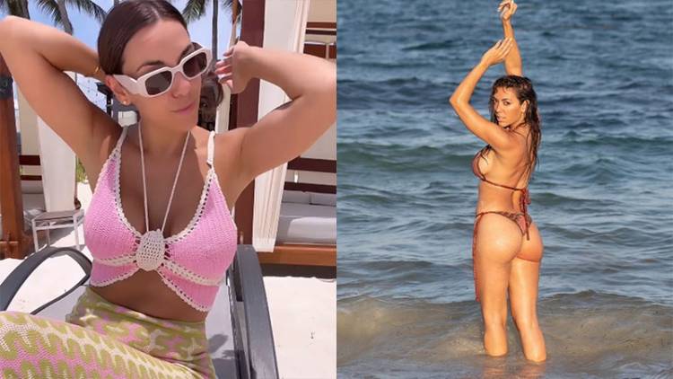 APOSTÓ A UNA MICROBIKINI TEJIDA Y LUEGO SE FOTOGRAFIÓ DE ESPALDAS A LA CÁMARA