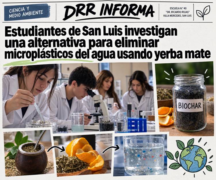 Estudiantes de San Luis investigan cómo retener microplásticos con yerba mate